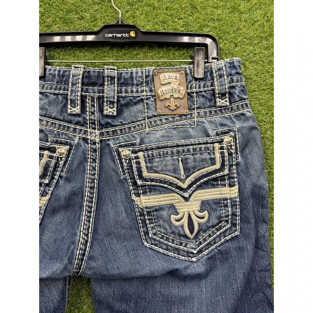 Rock Revival Jeans Mens 38 Caesar Relaxed Straight Fit Distressed Grunge Punk